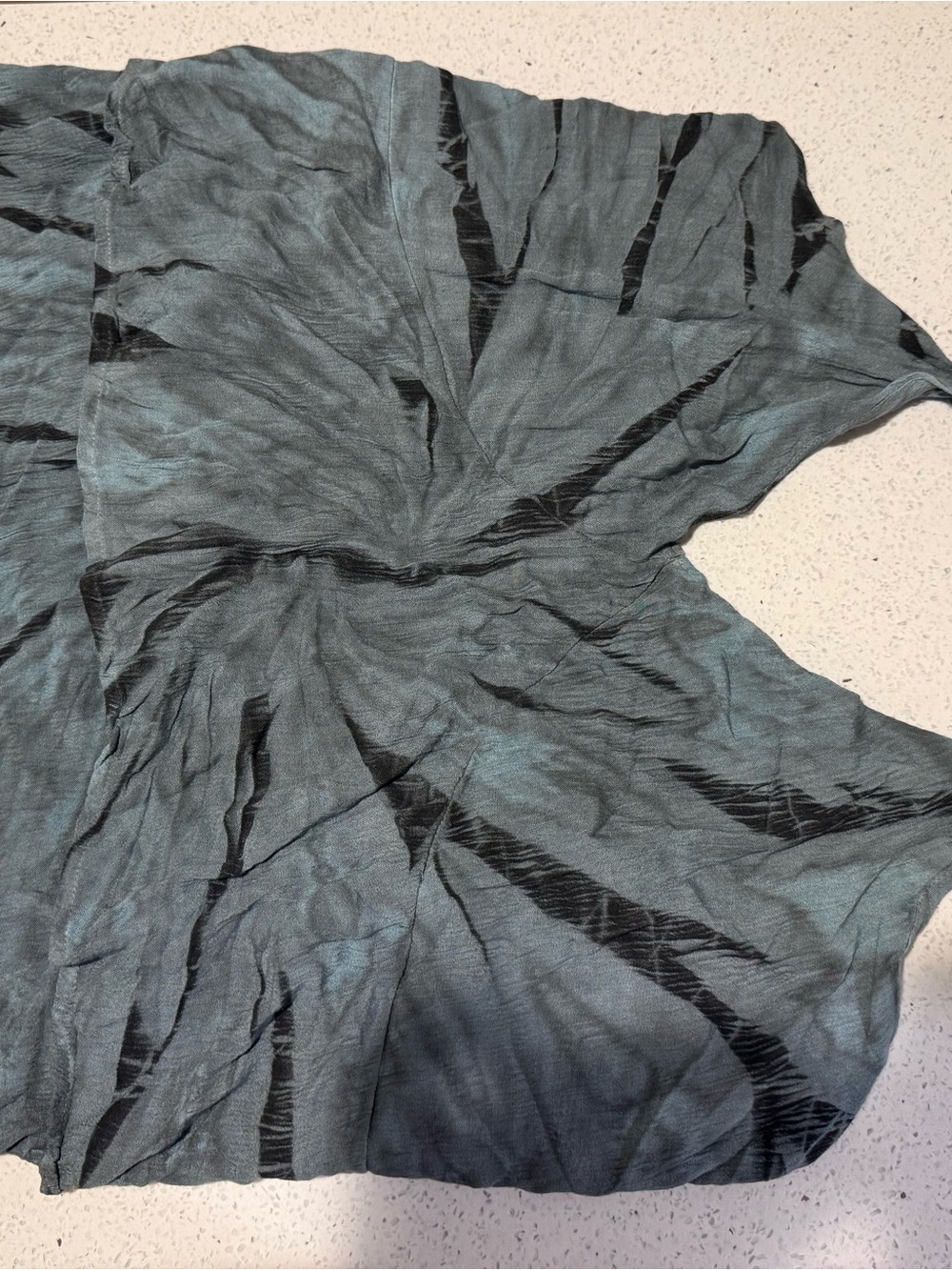 EARTHBOUND Slate Blue Crinkled Tank with Black Tie-Dye